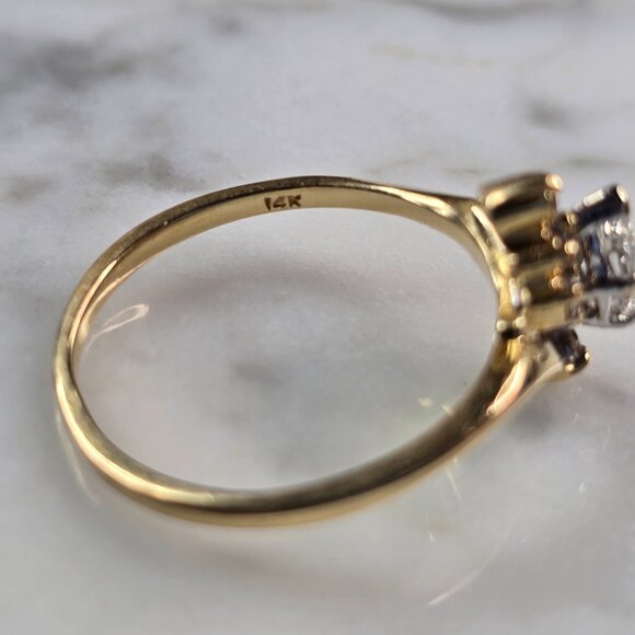 Womens Vintage Estate 14K Yellow Gold Diamond Ring, 2.3g E1839 - Picture 4 of 6
